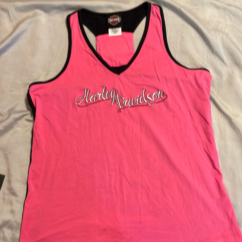 Harley Davidson pink and black tank size l